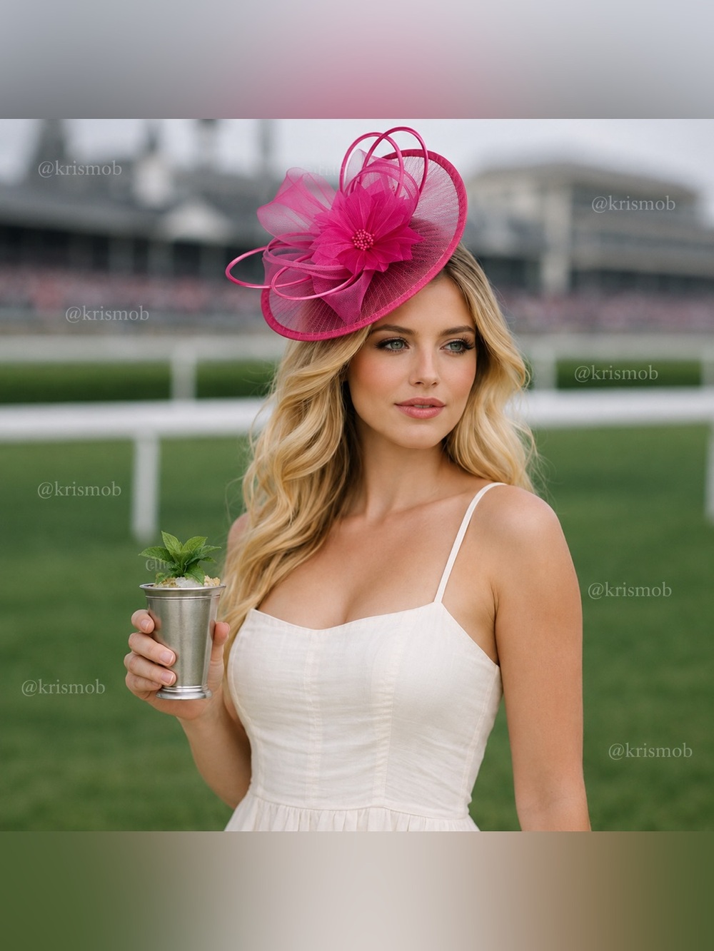 Kentucky Derby Hat – Crinoline Flower Feather Fascinator for KY Oaks + Derby